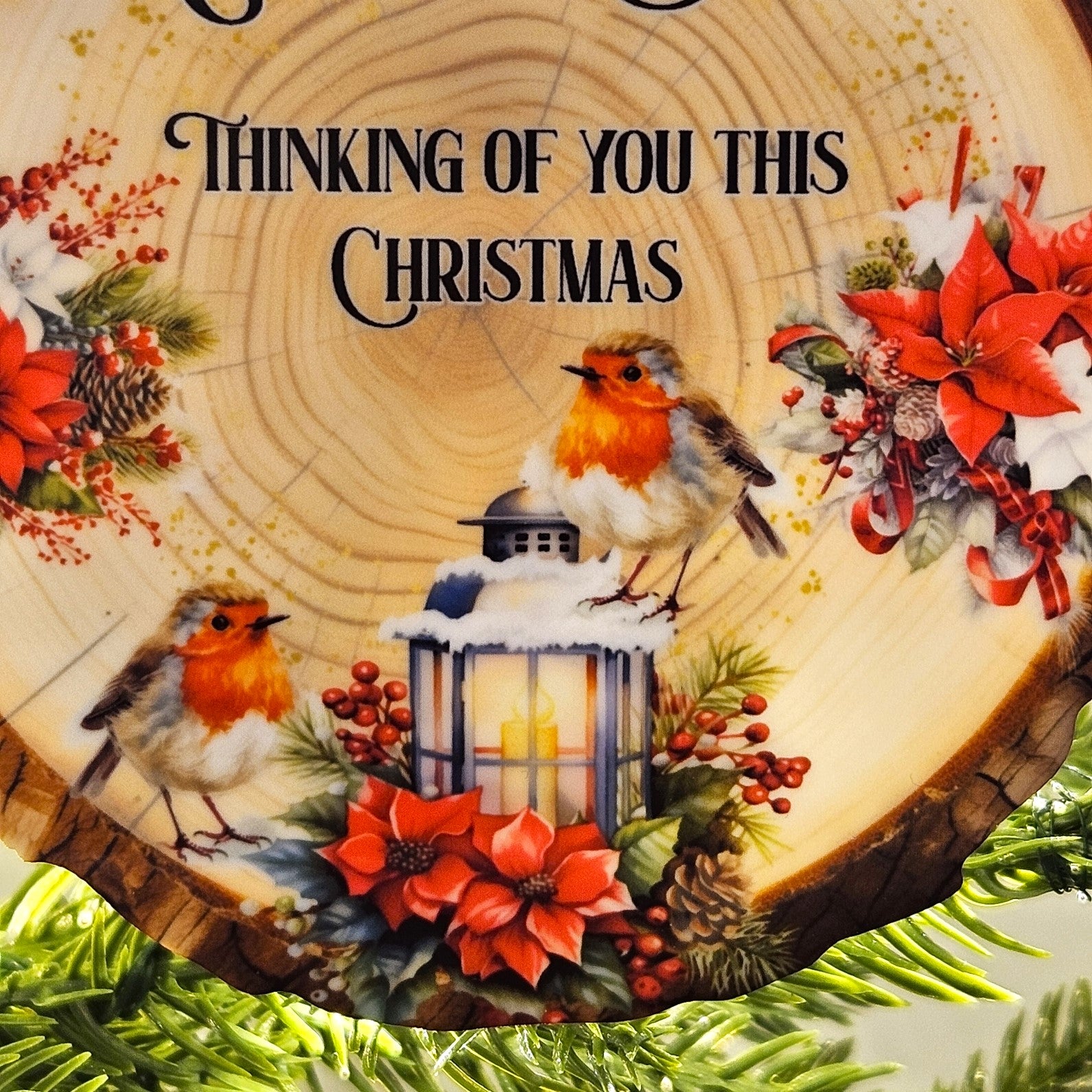 Personalised Christmas Memorial Log Slice Hanging Decoration
