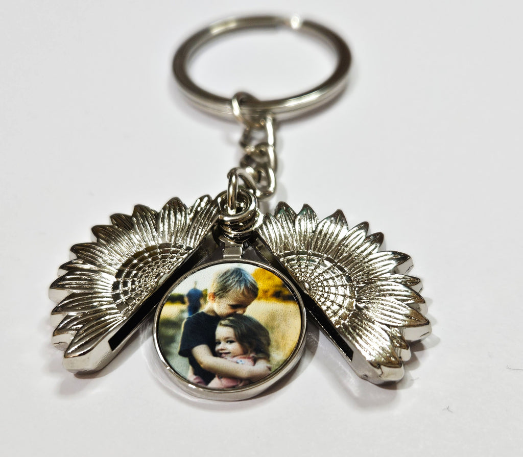 Personalised Sunflower Photo Keyring Bag Charm