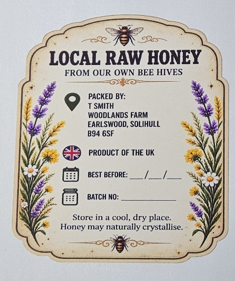 Honey Jar Labels 30 Sets