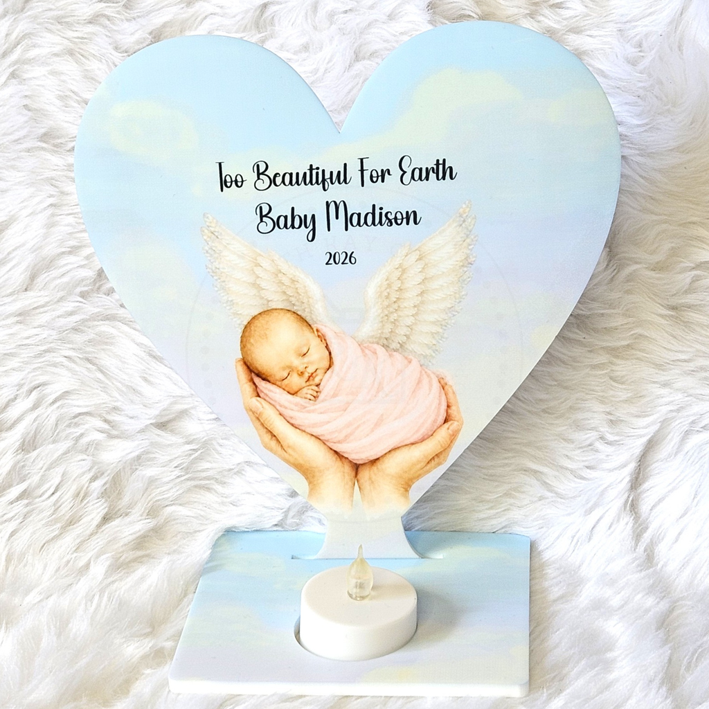 Personalised Baby Loss Tea Light Holder | Too Beautiful For Earth | Memorial Keepsake