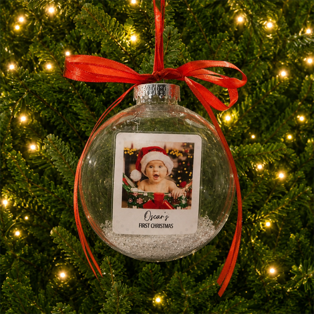 Personalised First Christmas Photo Bauble | Baby, Pet & New Home Keepsake Gift