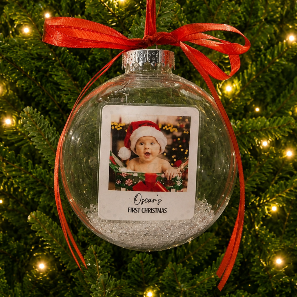 Personalised First Christmas Photo Bauble | Baby, Pet & New Home Keepsake Gift