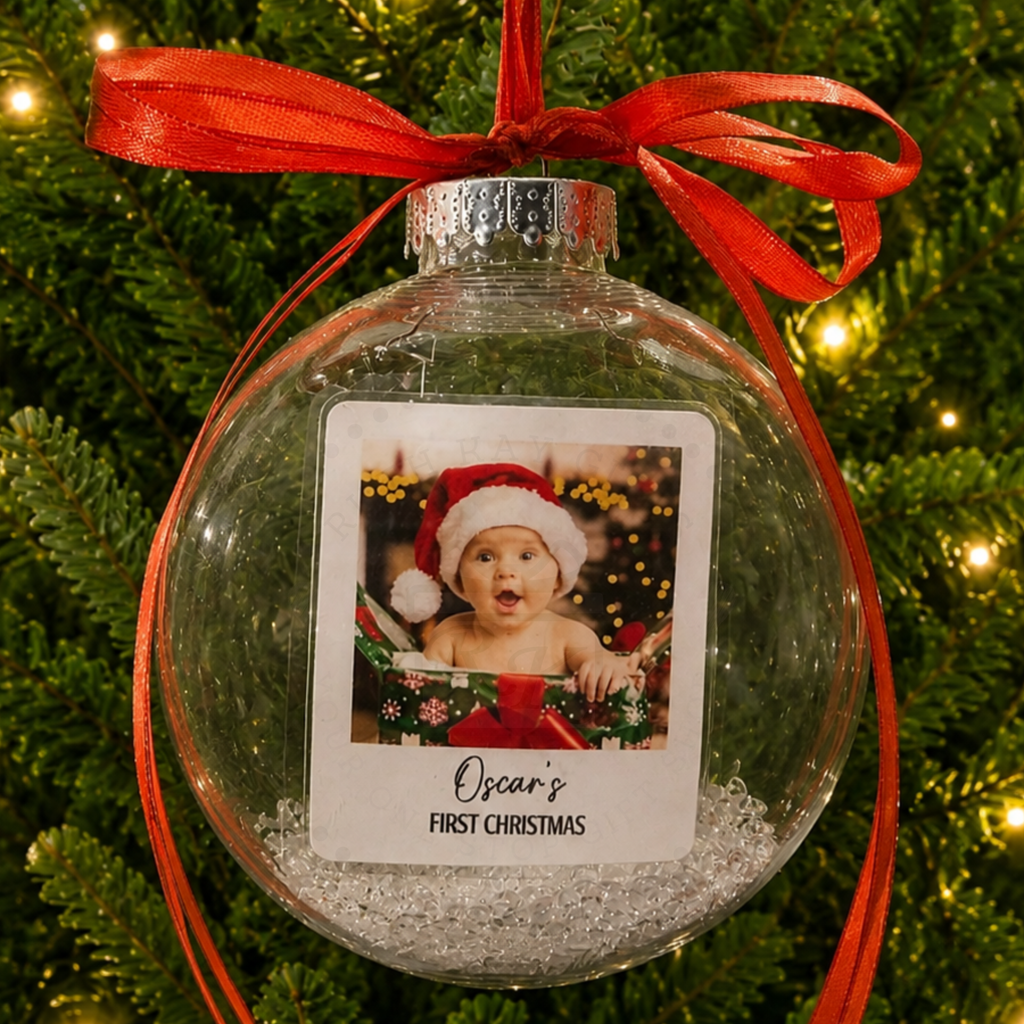 Personalised First Christmas Photo Bauble | Baby, Pet & New Home Keepsake Gift