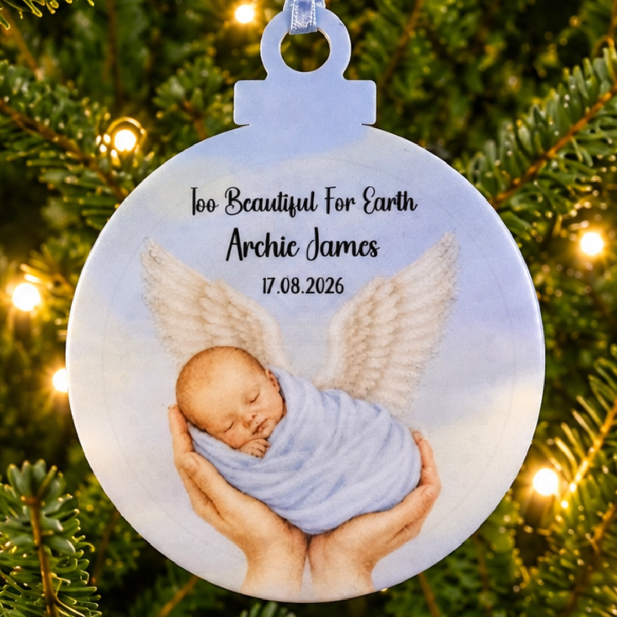 Baby Memory Bauble | Too Beautiful for Earth Christmas Tree Decoration | Baby Loss Keepsake