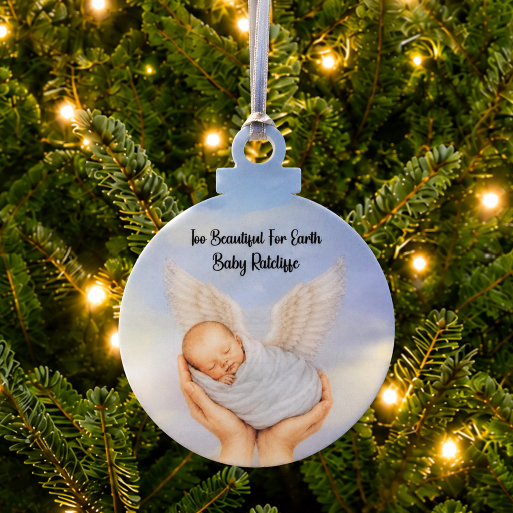 Baby Memory Bauble Shaped Christmas Tree Decoration | Too Beautiful for Earth | Baby Loss Keepsake