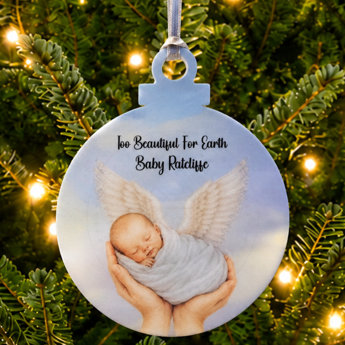 Baby Memory Bauble | Too Beautiful for Earth Christmas Tree Decoration | Baby Loss Keepsake