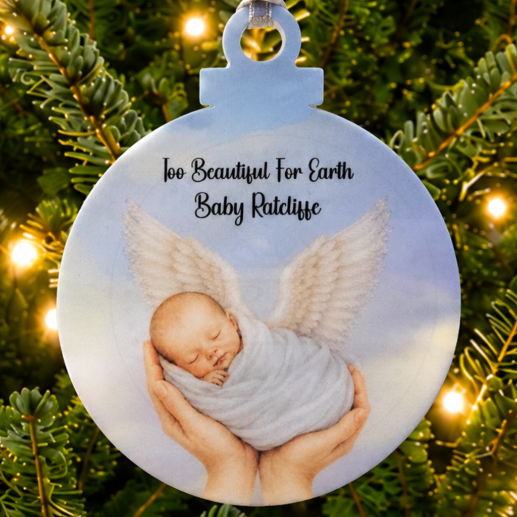 Baby Memory Bauble Shaped Christmas Tree Decoration | Too Beautiful for Earth | Baby Loss Keepsake