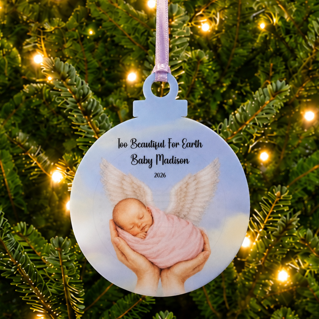 Baby Memory Bauble | Too Beautiful for Earth Christmas Tree Decoration | Baby Loss Keepsake