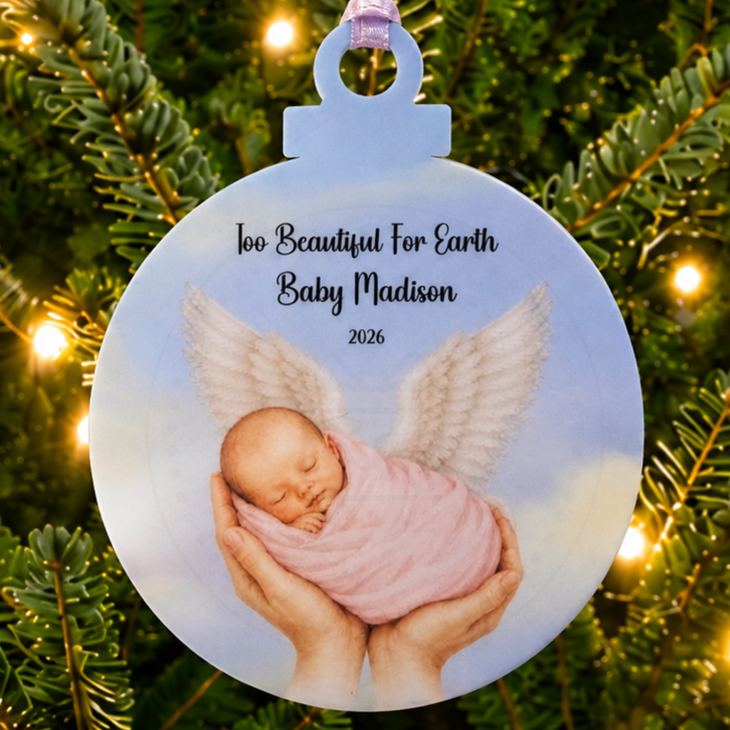 Baby Memory Bauble | Too Beautiful for Earth Christmas Tree Decoration | Baby Loss Keepsake
