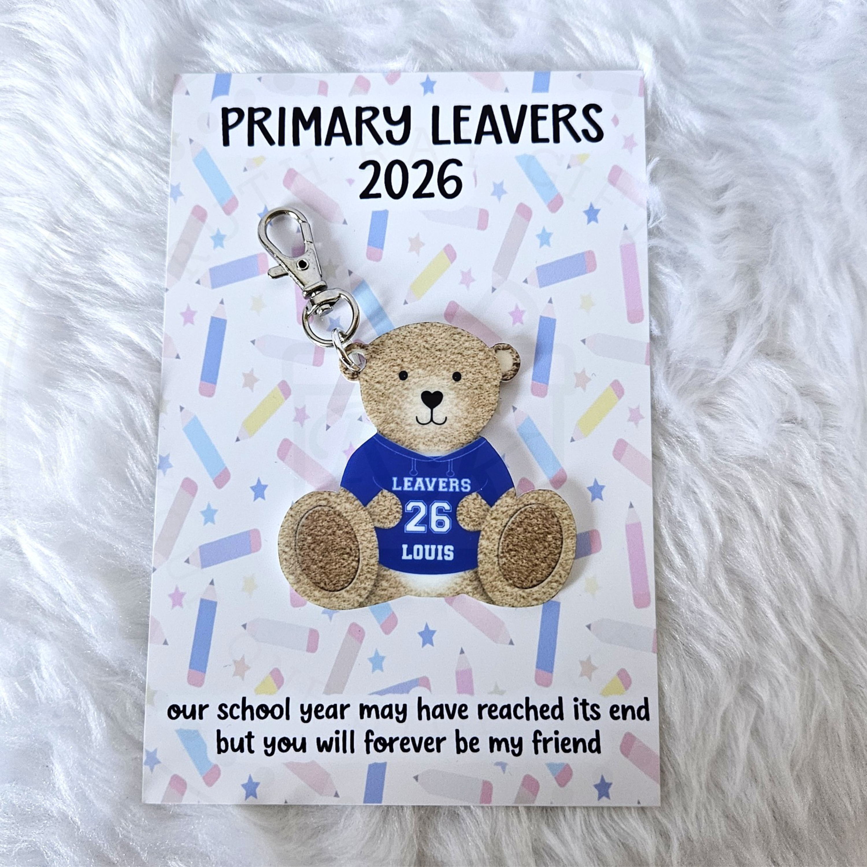 Personalised Primary School Leavers Bear Bag Tag 2026