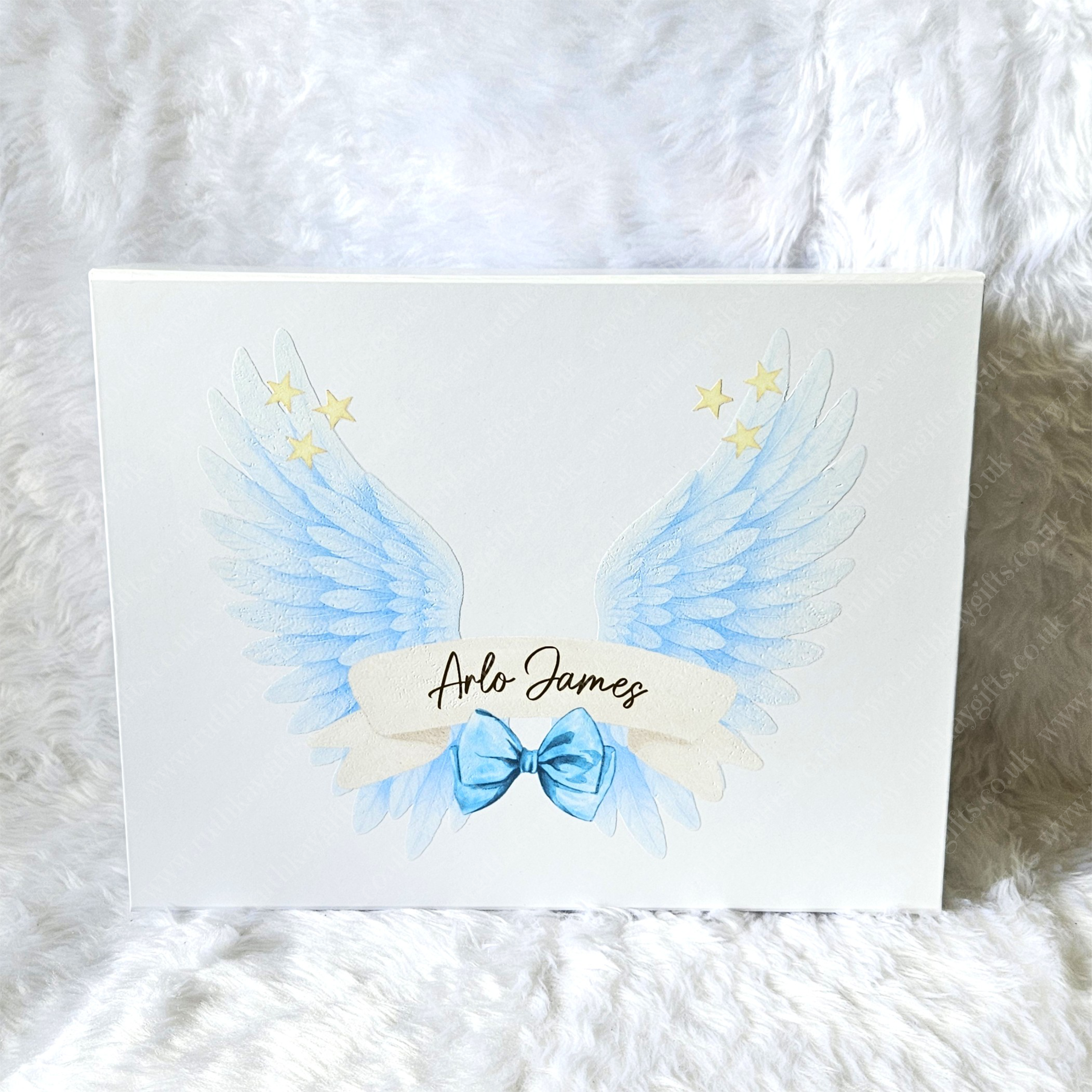 Personalised Baby Loss Memory Box – Angel Wings Keepsake Box