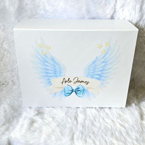 Personalised Baby Loss Memory Box – Angel Wings Keepsake Box