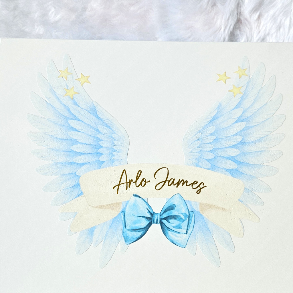Personalised Baby Loss Memory Box – Angel Wings Keepsake Box