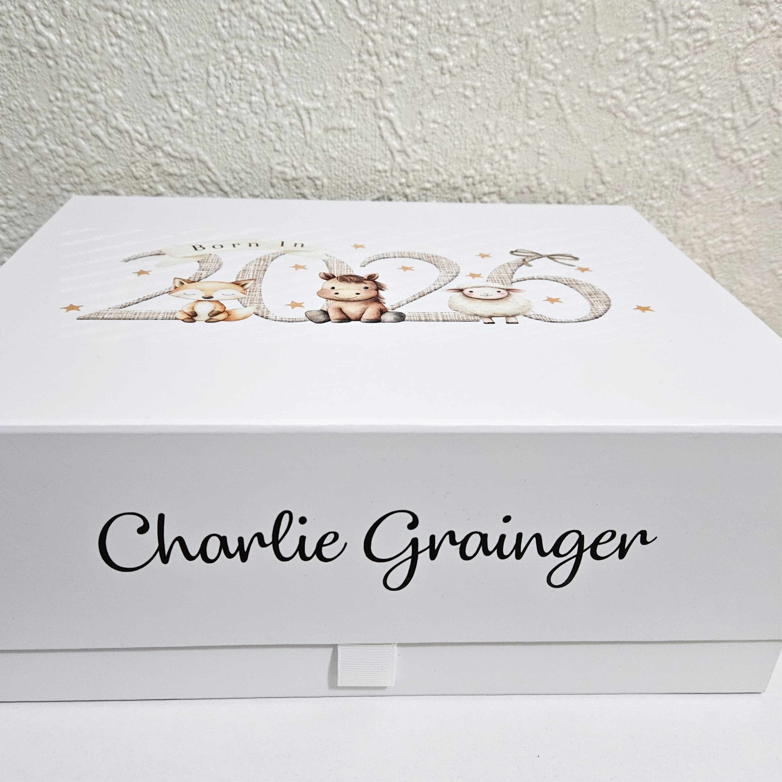 Personalised Born in 2026 Farm Animal Magnetic Keepsake Gift Box