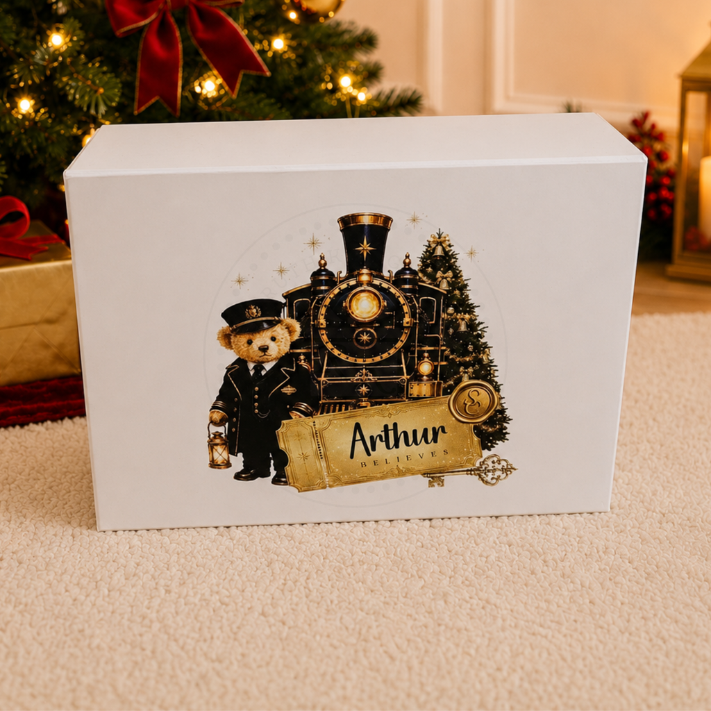 Personalised Festive Train Teddy Christmas Eve Box | Festive Keepsake Gift