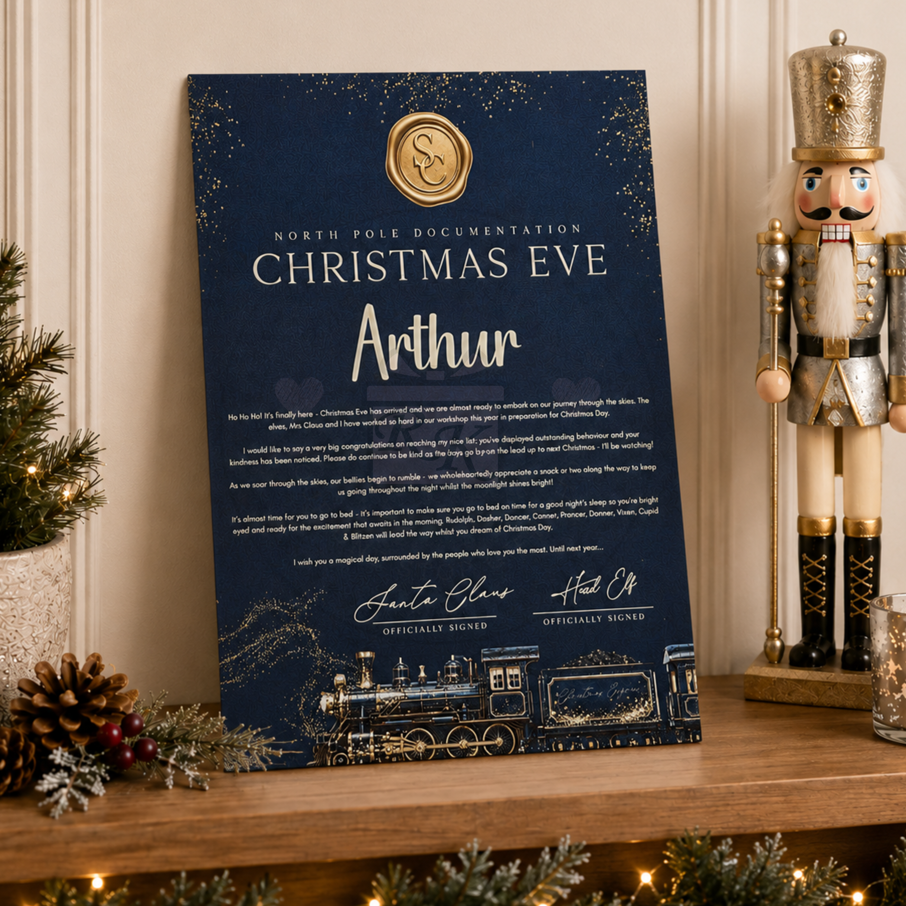Personalised Christmas Eve Letter from Santa | Festive Train Design