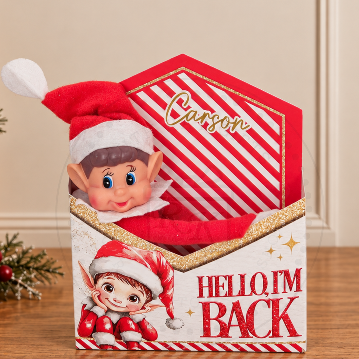 Personalised I'm Back Elf Arrival Set | Elf Box & 3 Letters