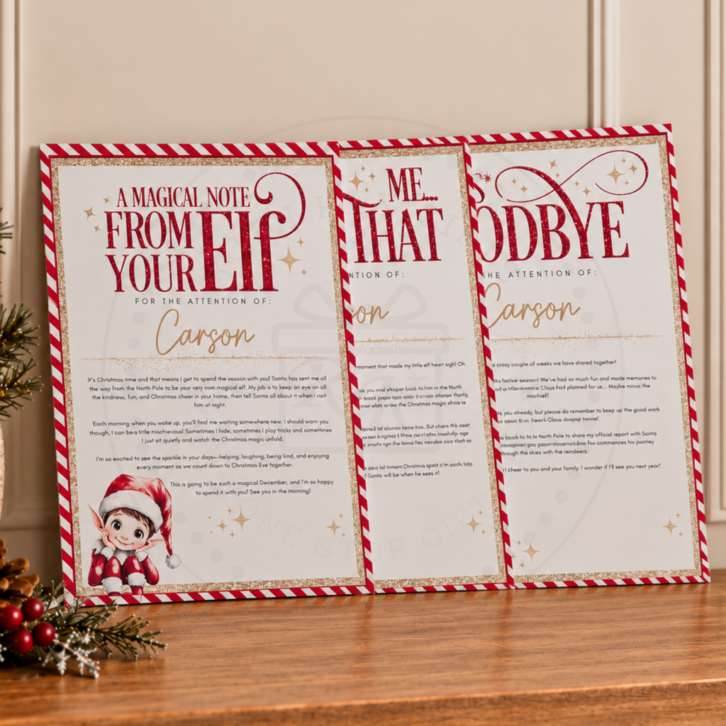 Personalised I'm Back Elf Arrival Set | Elf Box & 3 Letters