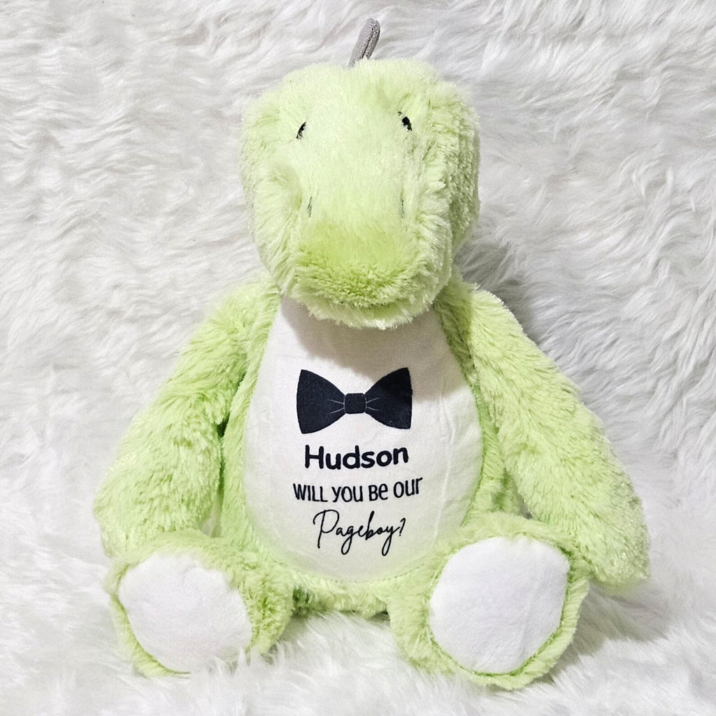 Personalised “Will You Be Our Pageboy?” Dinosaur – Soft Plush