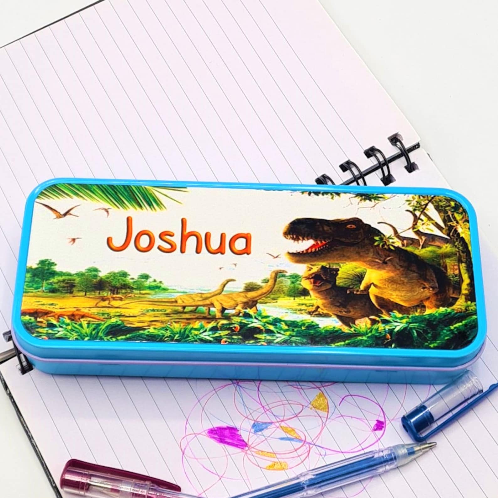 Personalised Pencil Tin with Dinosaur Design