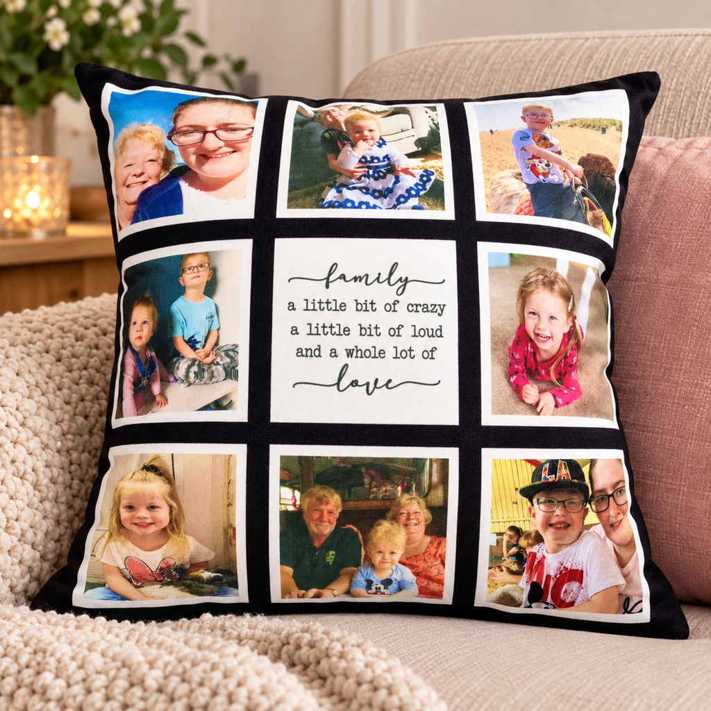 Personalised Family Photo Cushion | 8 Photo Collage Keepsake Gift