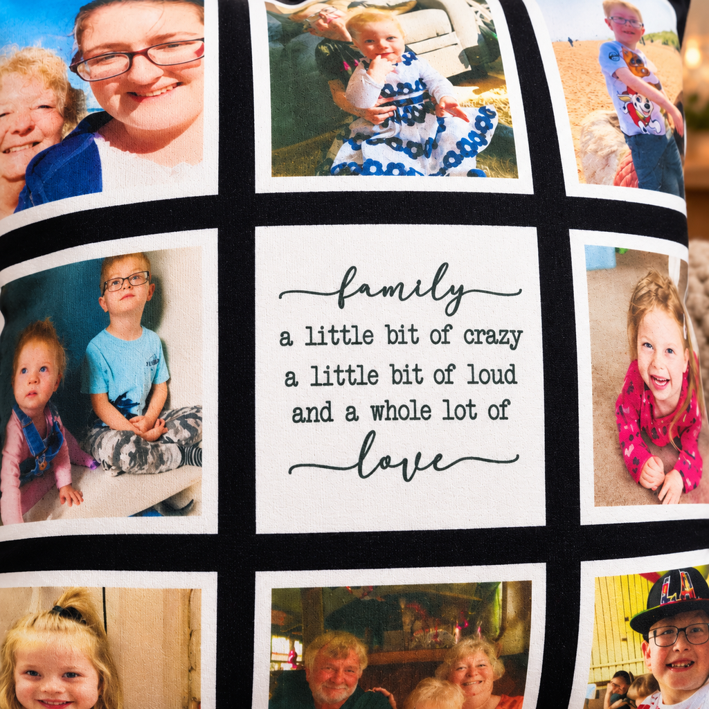 Personalised Family Photo Cushion | 8 Photo Collage Keepsake Gift