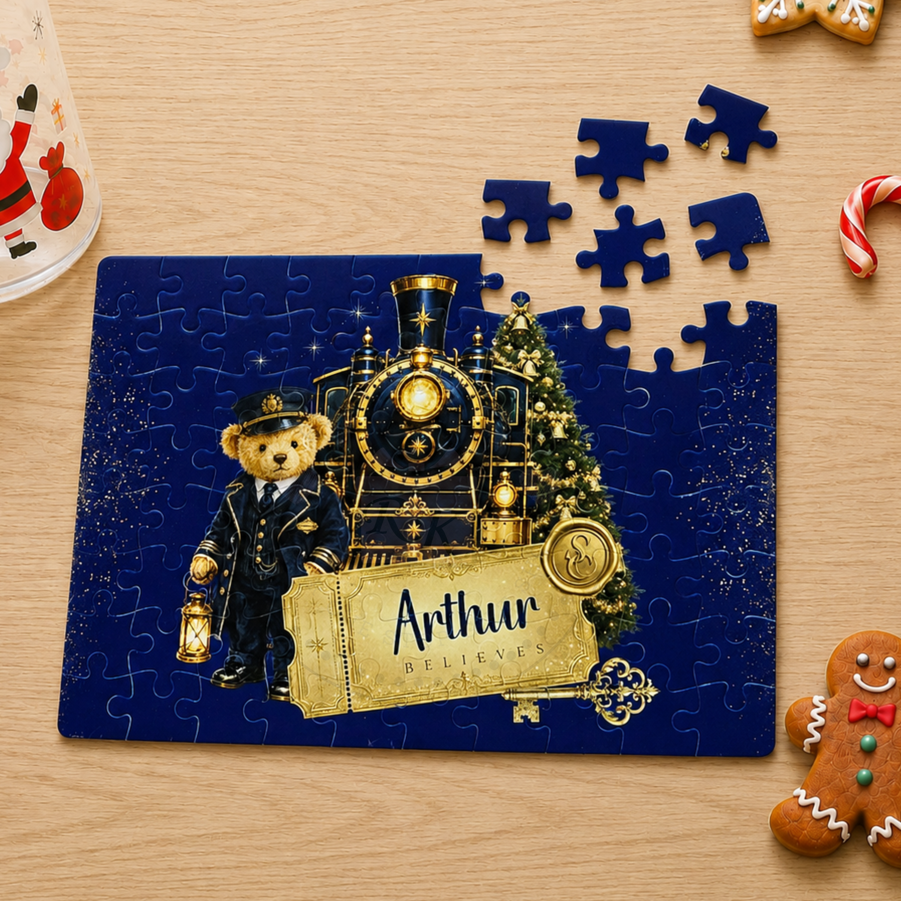 Personalised Christmas Train Jigsaw Puzzle | Believes Ticket | 80 Pieces