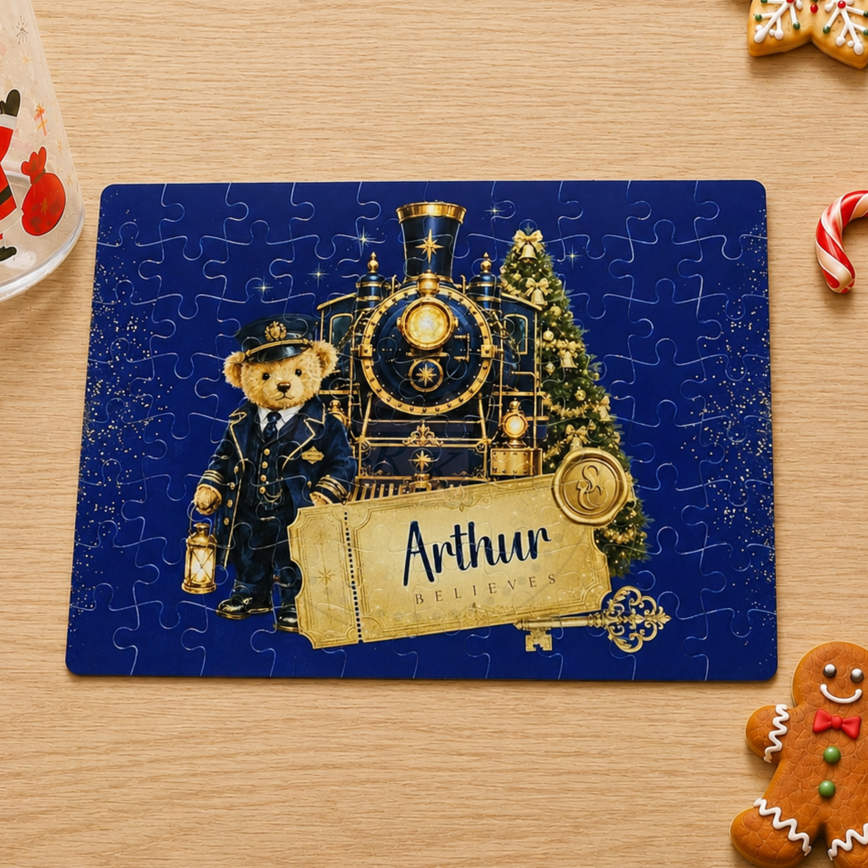 Personalised Christmas Train Jigsaw Puzzle | Believes Ticket | 80 Pieces