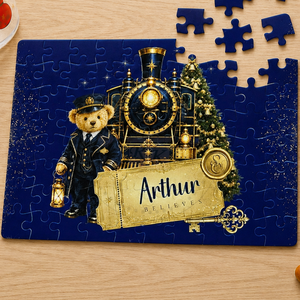 Personalised Christmas Train Jigsaw Puzzle | Believes Ticket | 80 Pieces
