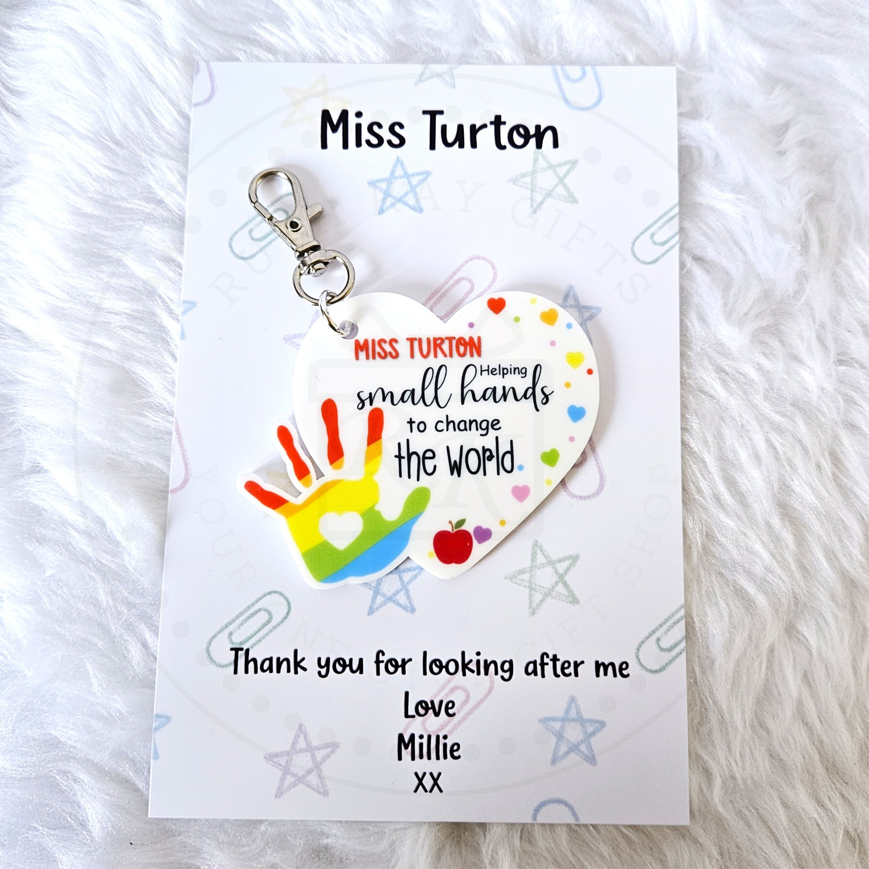 Personalised Nursery Teacher Gift — End of Term Thank You Keyring