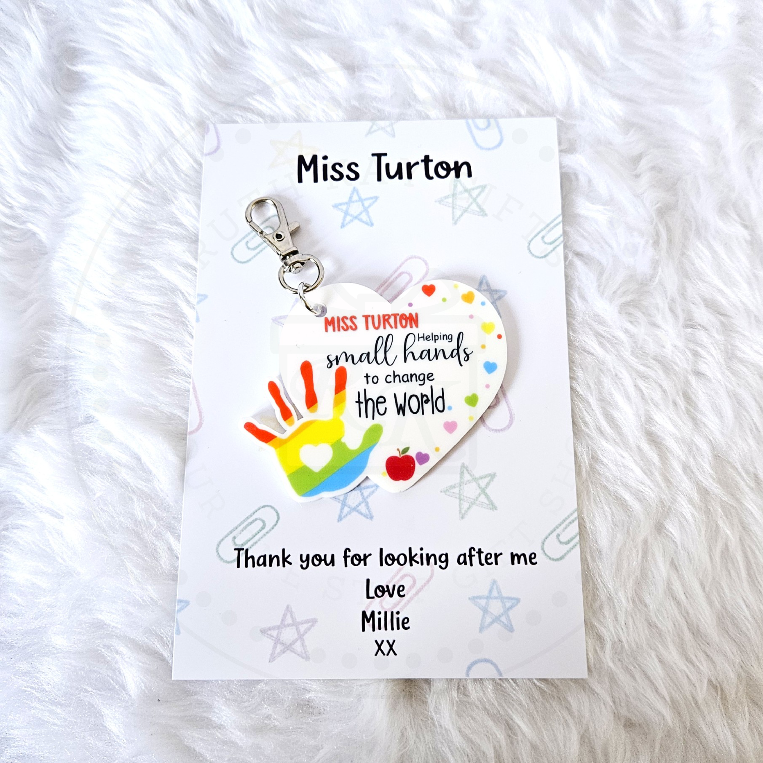 Personalised Nursery Teacher Gift — End of Term Thank You Keyring