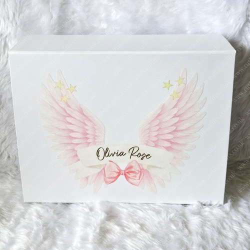 Personalised Baby Loss Memory Box – Angel Wings Keepsake Box