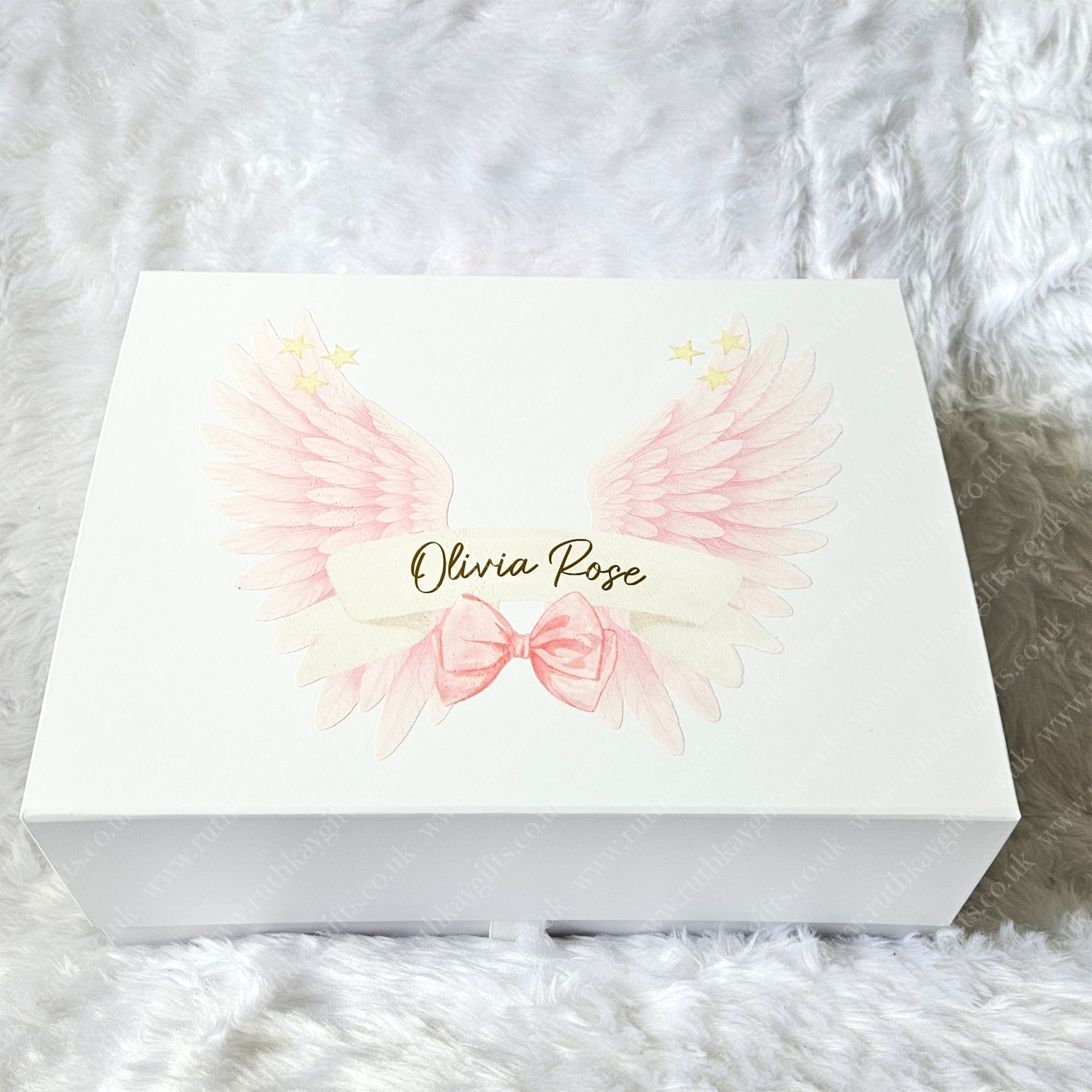 Personalised Baby Loss Memory Box – Angel Wings Keepsake Box