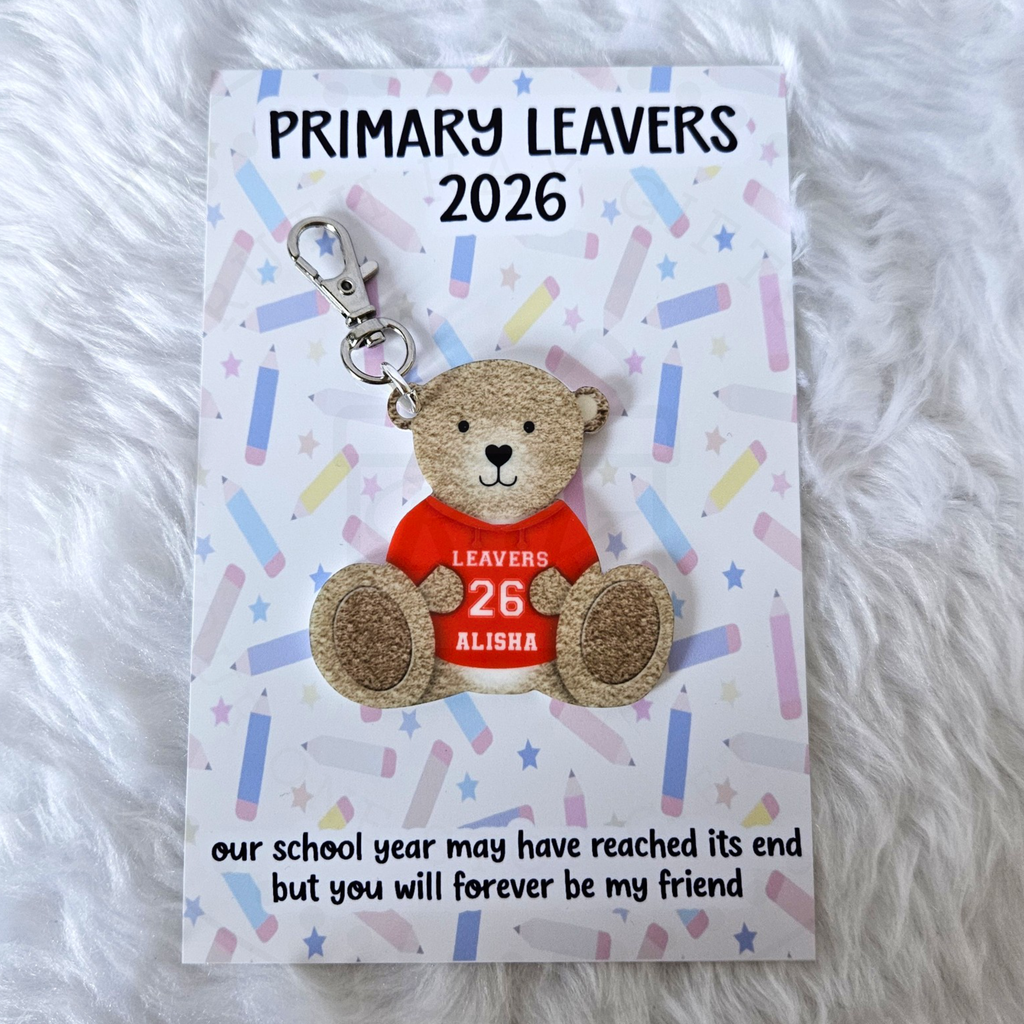 Personalised Primary School Leavers Bear Bag Tag 2026