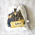 Personalised Christmas Sack | Festive Train Conductor Teddy  | Christmas Eve Bag