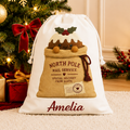 Personalised Christmas Sack – North Pole Mail Sack with Christmas Pudding Design