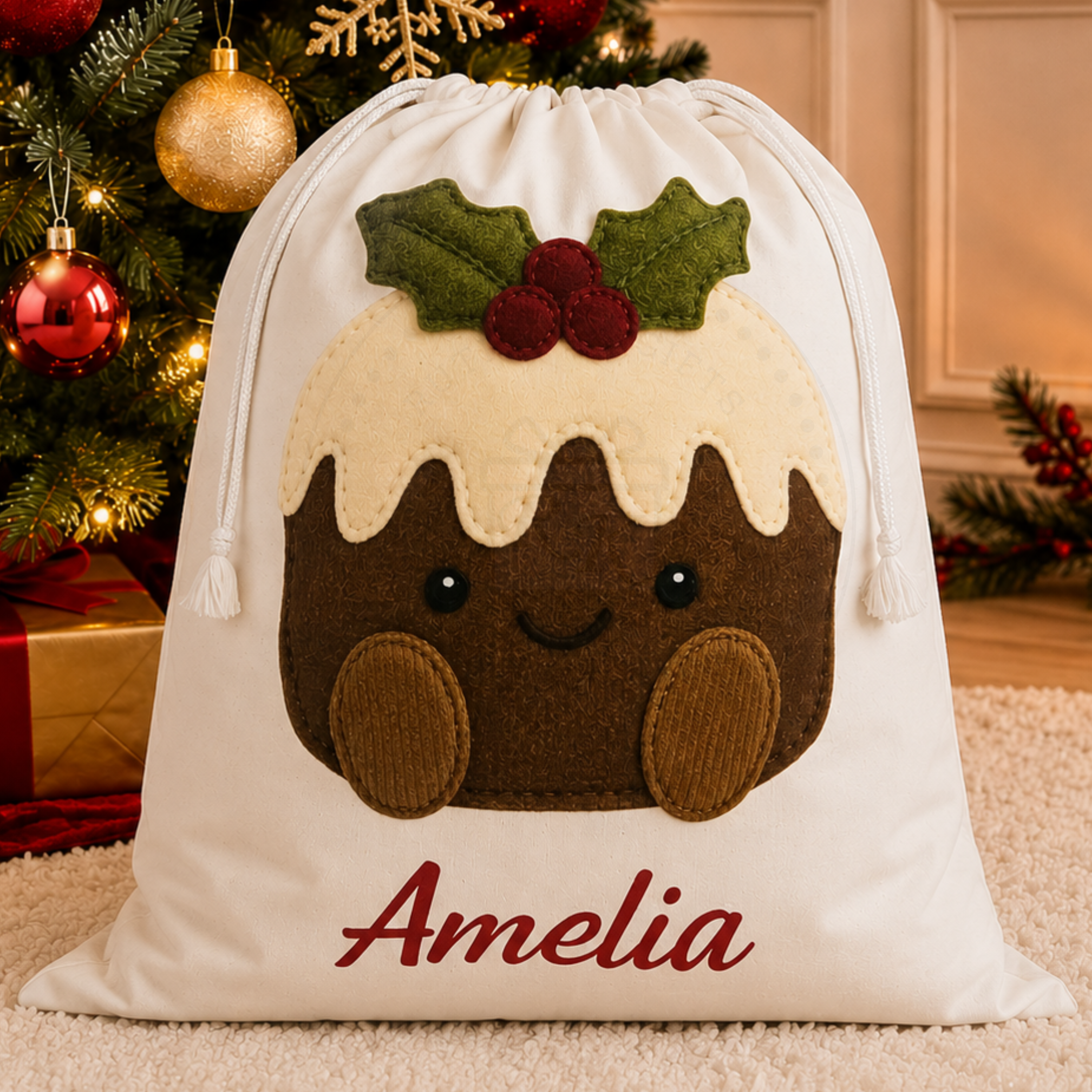 Personalised Christmas Pudding Sack | Christmas Eve Bag | Santa Sack