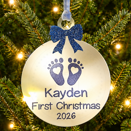 Baby's First Christmas Bauble Shaped Tree Decoration | Personalised Keepsake
