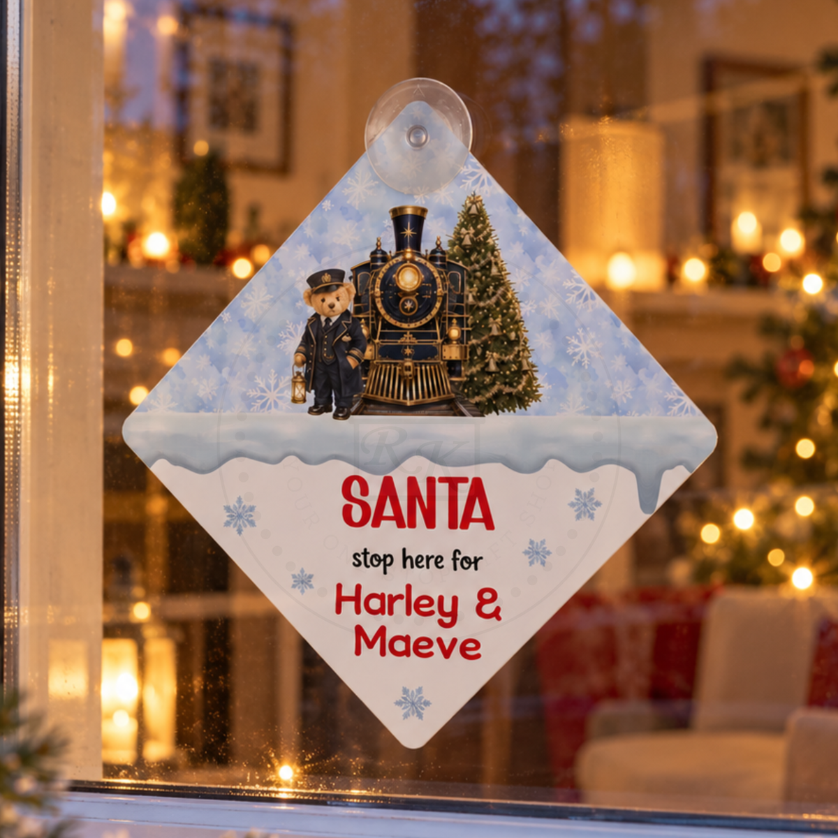 Santa Stop Here Window Sign | Christmas Eve Décor