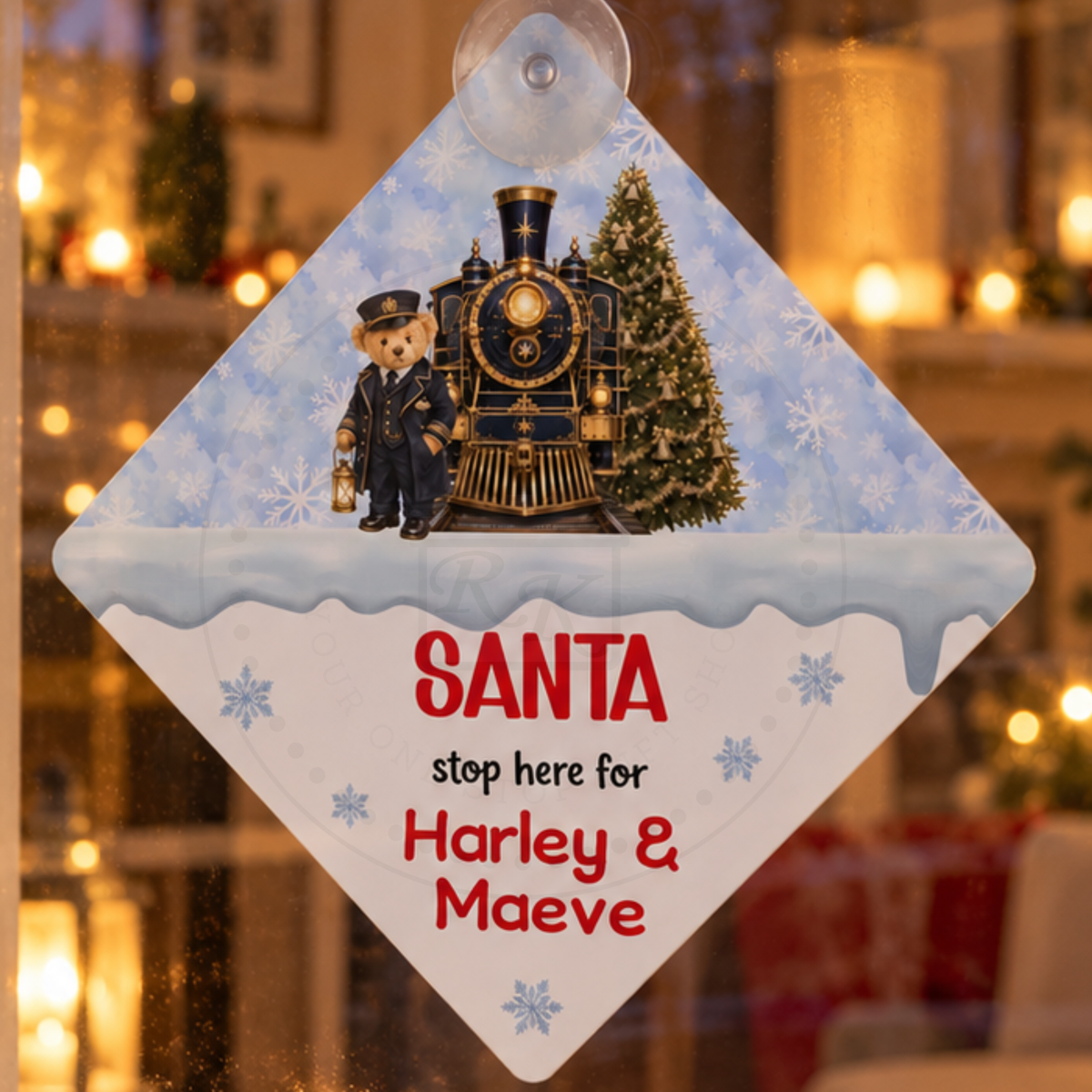 Santa Stop Here Window Sign | Christmas Eve Décor