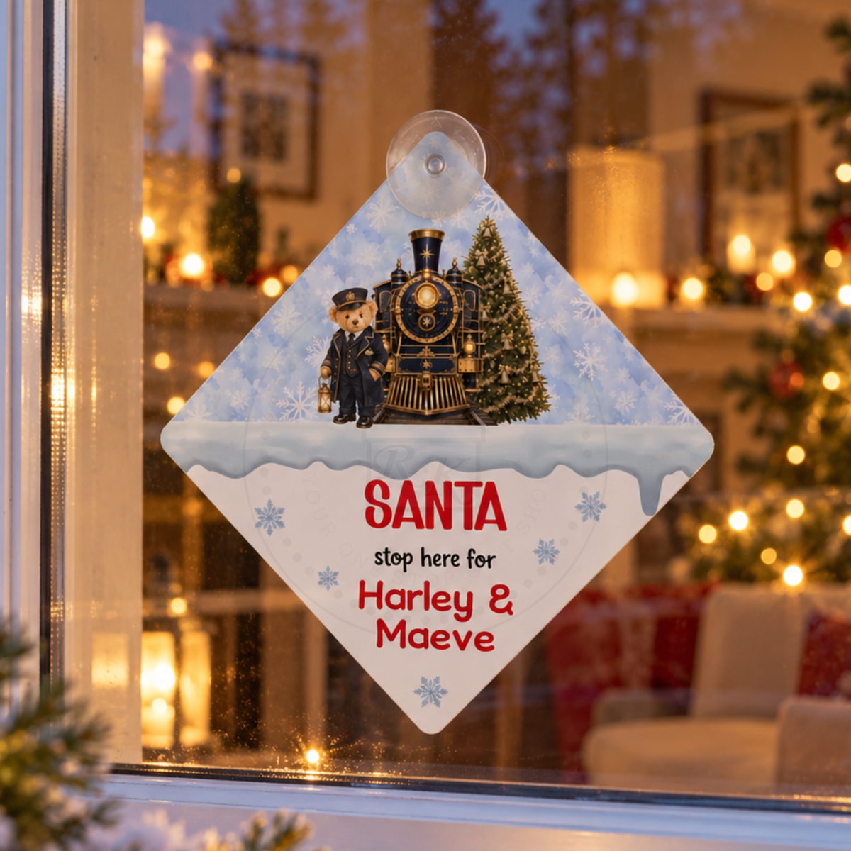 Santa Stop Here Window Sign | Christmas Eve Décor